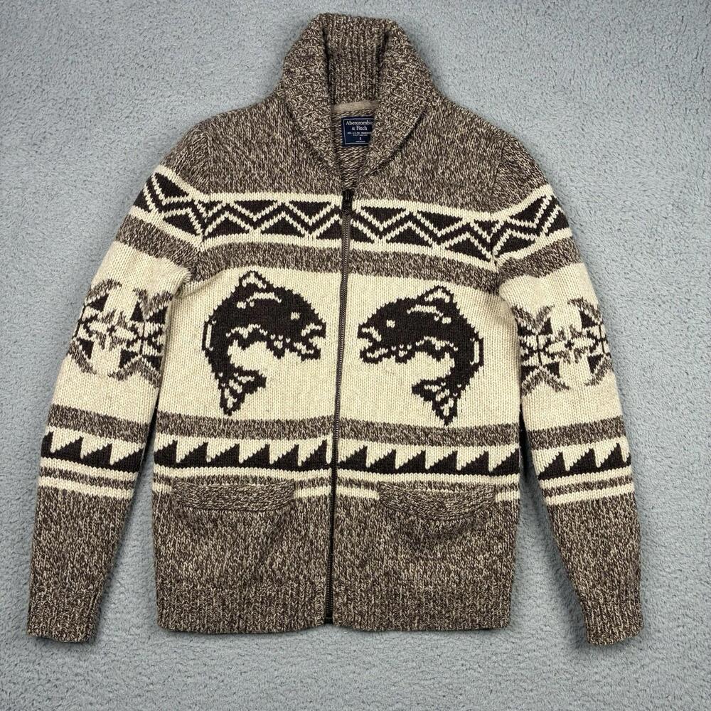 Abercrombie & Fitch Brown and Cream Sweater